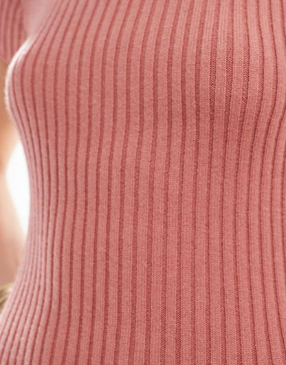 ASOS DESIGN knitted crew neck midaxi dress in rib in pink
