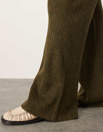 ASOS EDITION knit ribbed wide leg pants in khaki -set
