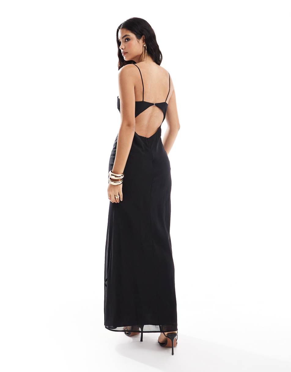 ASOS DESIGN cowl neck maxi dress with seam detail in black