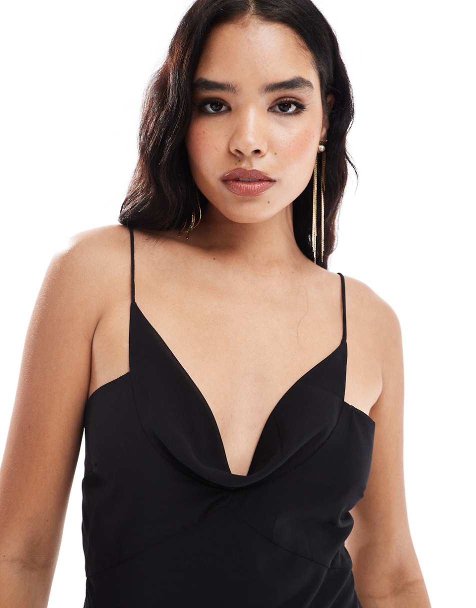 ASOS DESIGN cowl neck maxi dress with seam detail in black