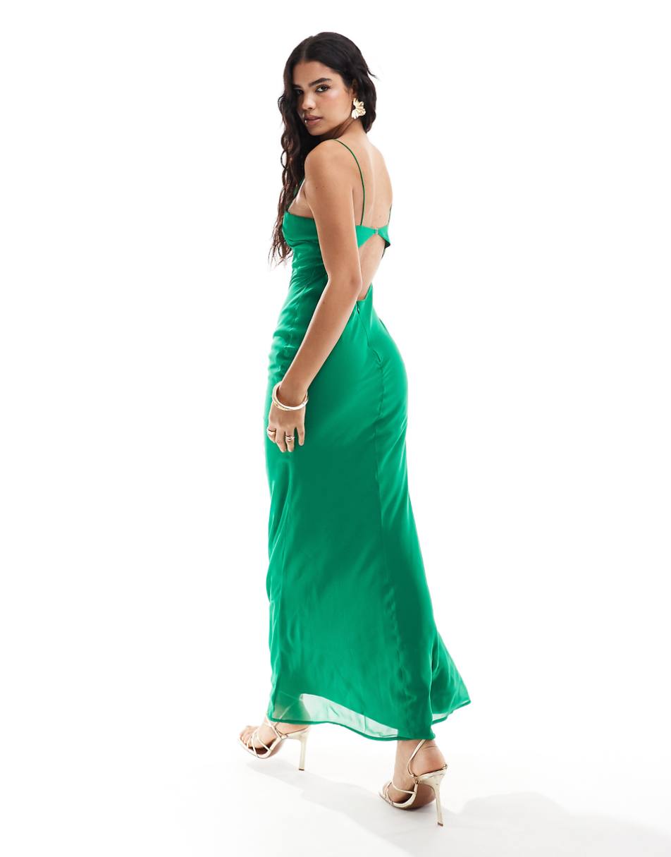 ASOS DESIGN cowl neck maxi dress with seam detail in bright green