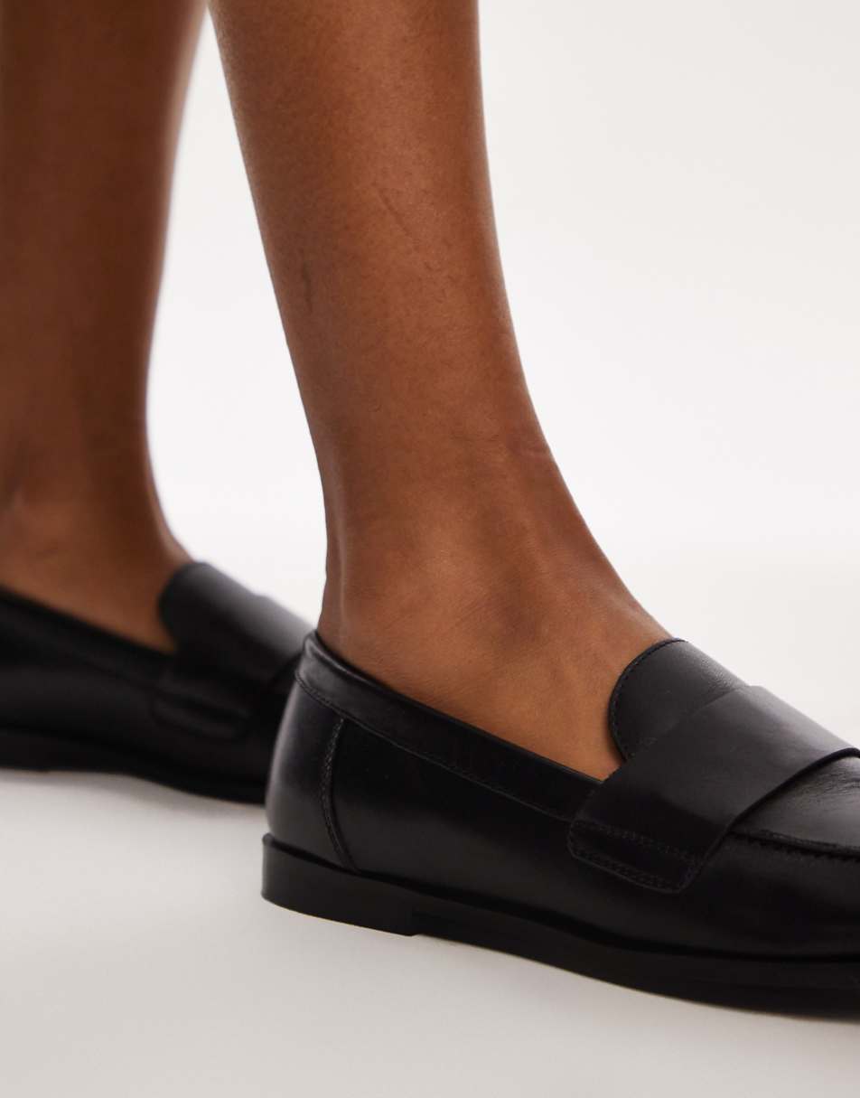 Topshop Carrie leather loafers in black