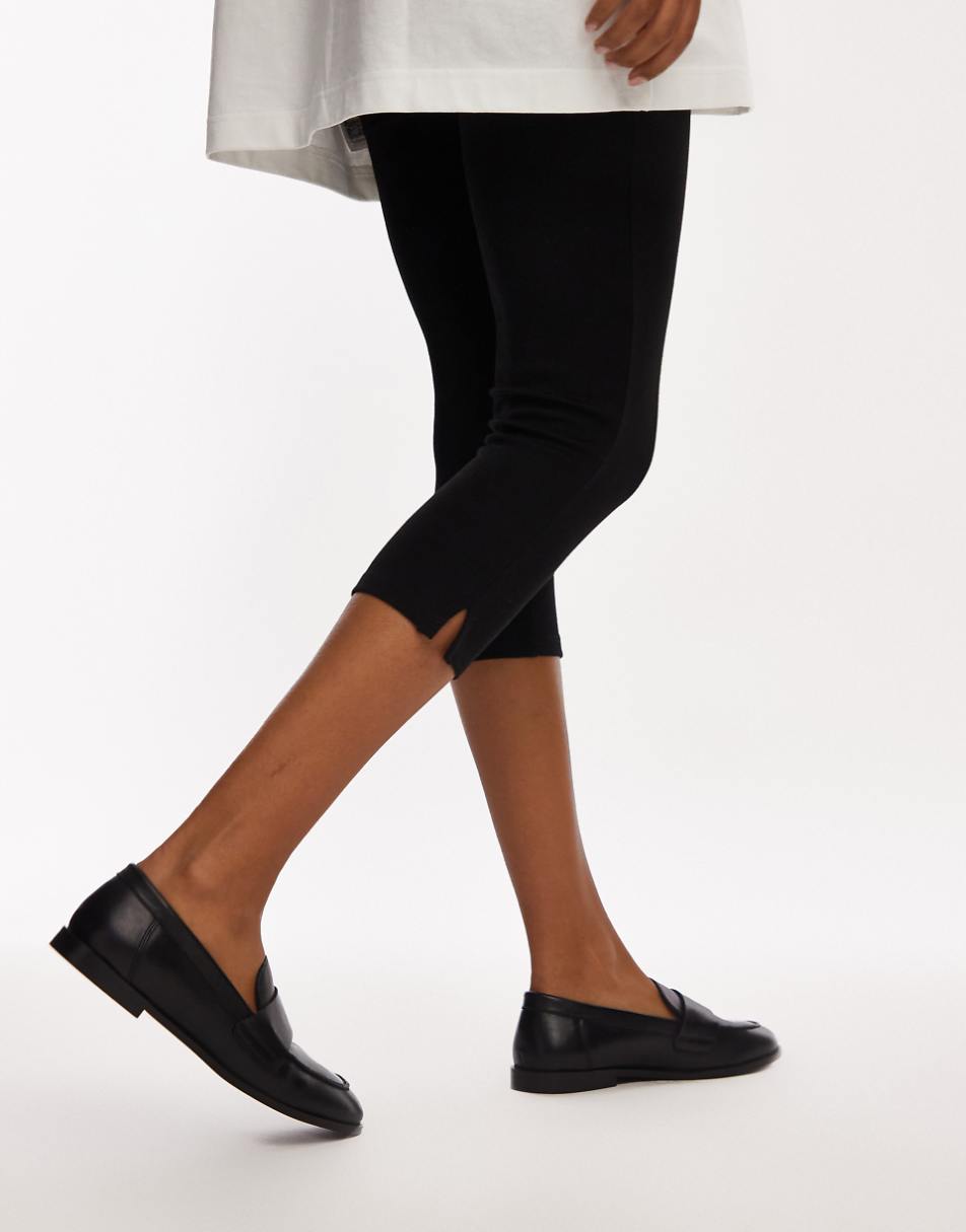 Topshop Carrie leather loafers in black