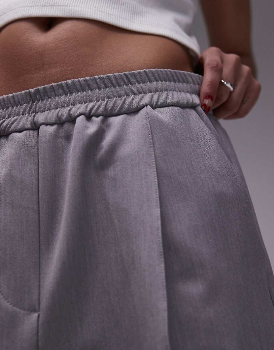 Topshop longline tailored sweatpants shorts in gray