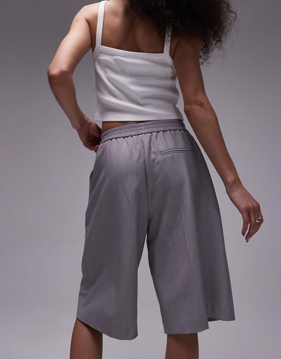 Topshop longline tailored sweatpants shorts in gray