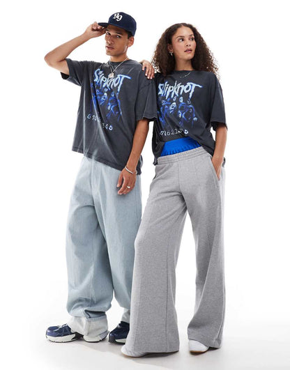 ASOS DESIGN unisex oversized band T-shirt with Slipknot graphic prints in washed black