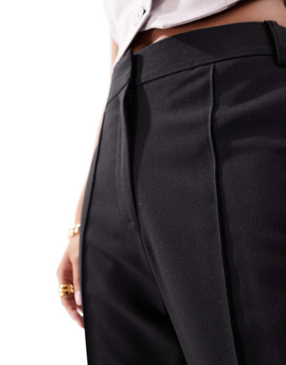 ASOS DESIGN Petite tailored high waist cropped pants in black