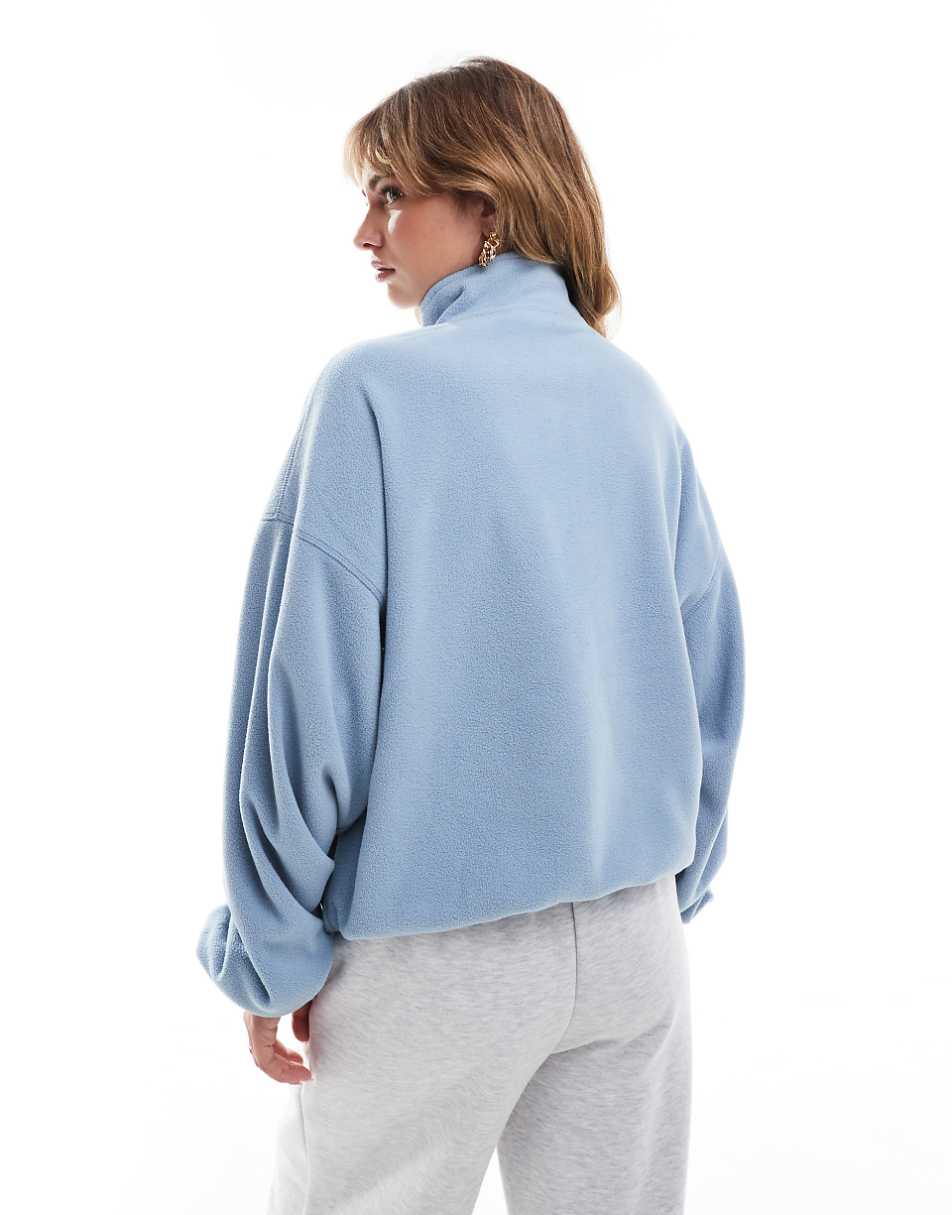 ASOS DESIGN half zip fleece in pale blue