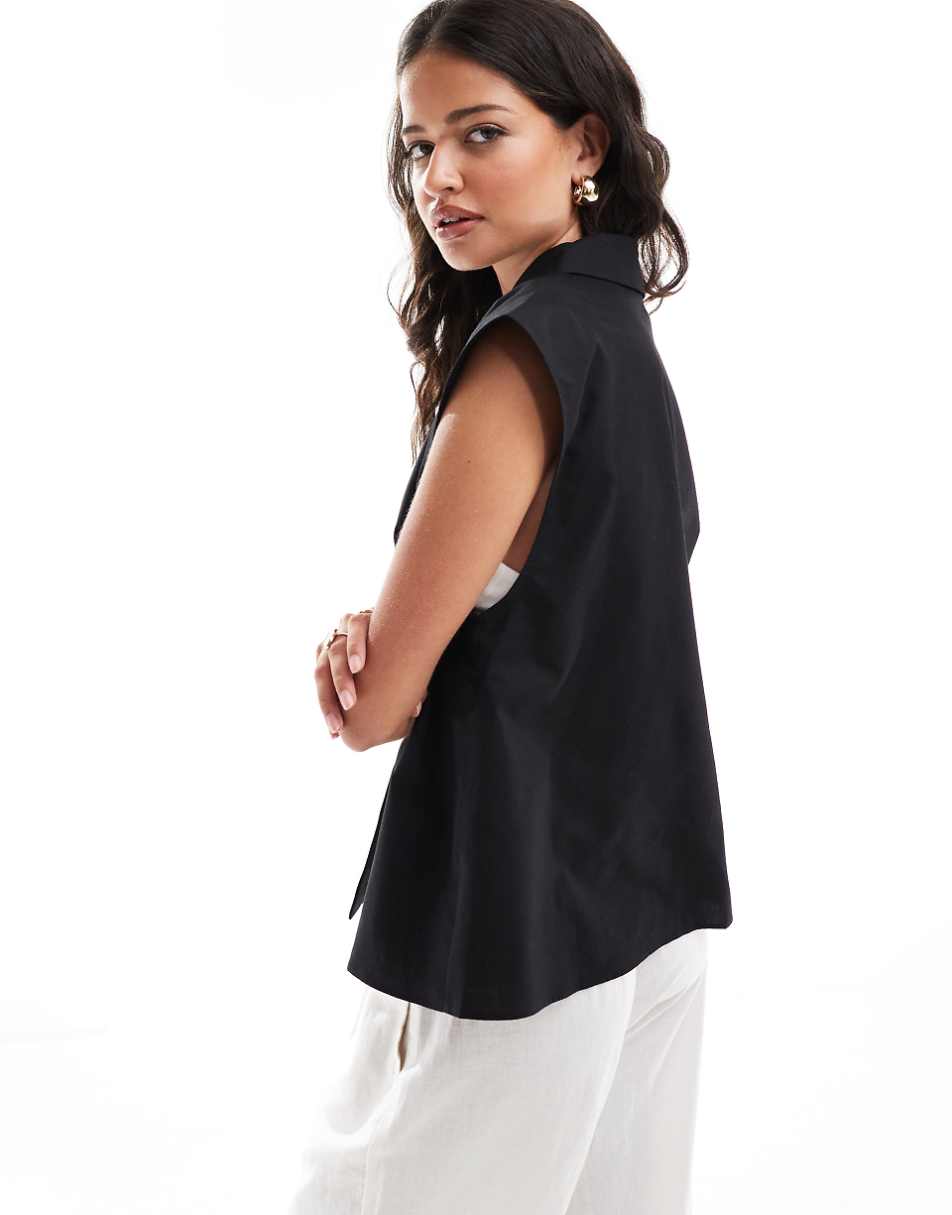 ASOS DESIGN sleeveless shirt in black