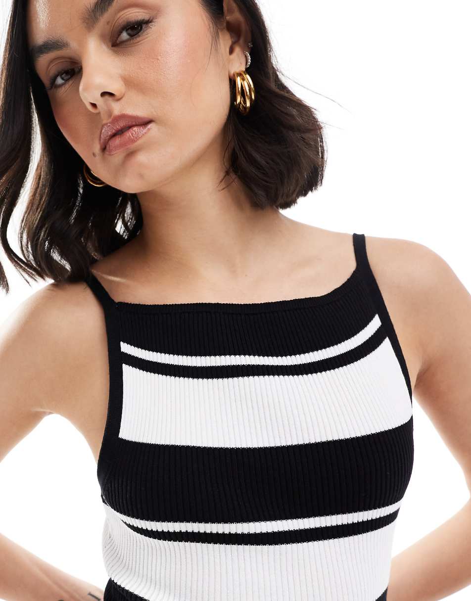 ASOS DESIGN knit mini dress in black and white stripe