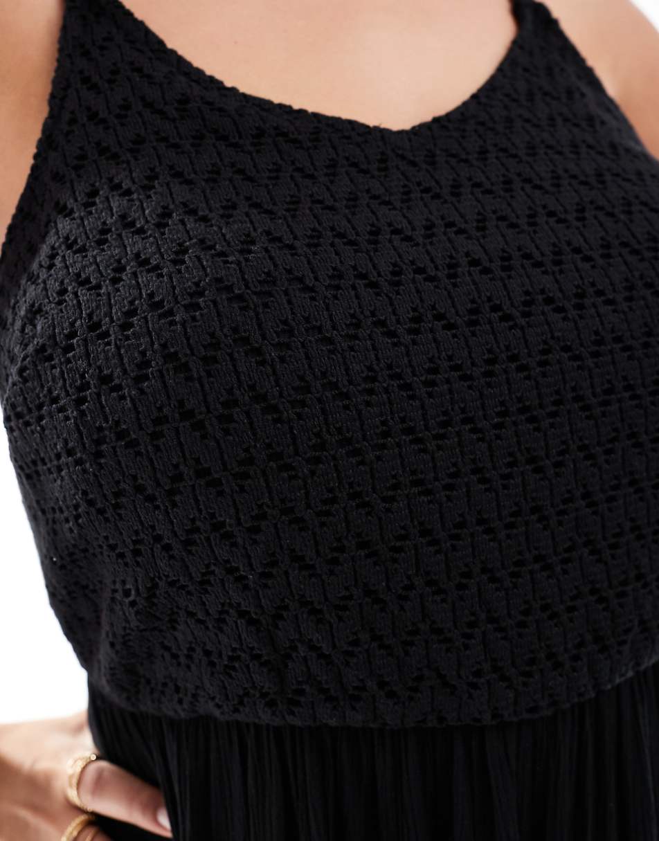 Yours crochet maxi dress in black