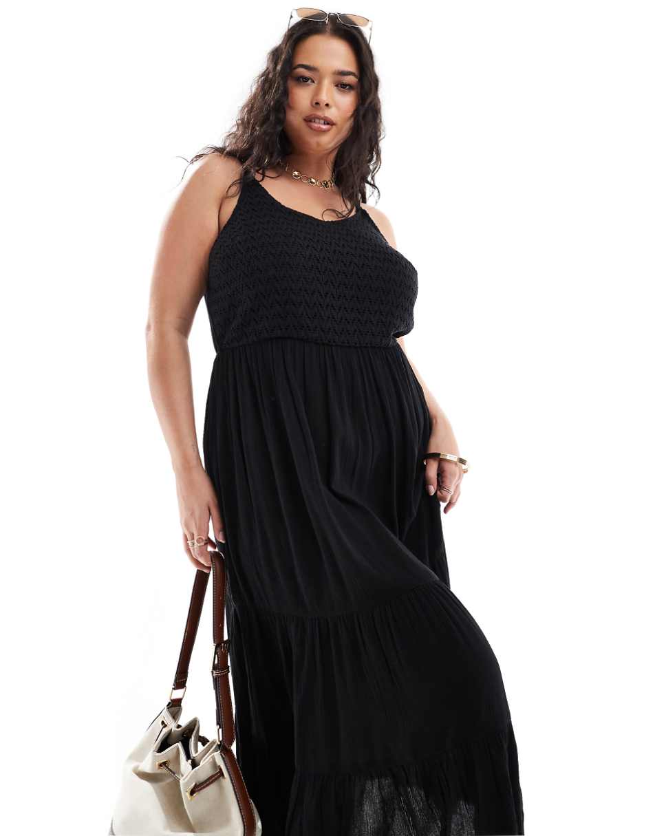 Yours crochet maxi dress in black