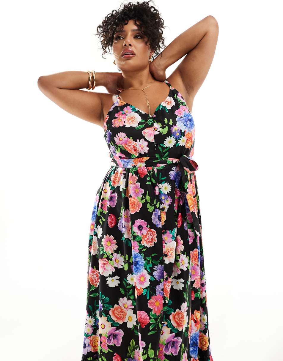 Yours cami sundress with frill hem in floral print