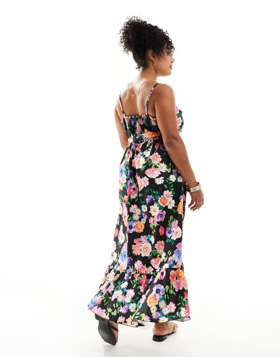 Yours cami sundress with frill hem in floral print