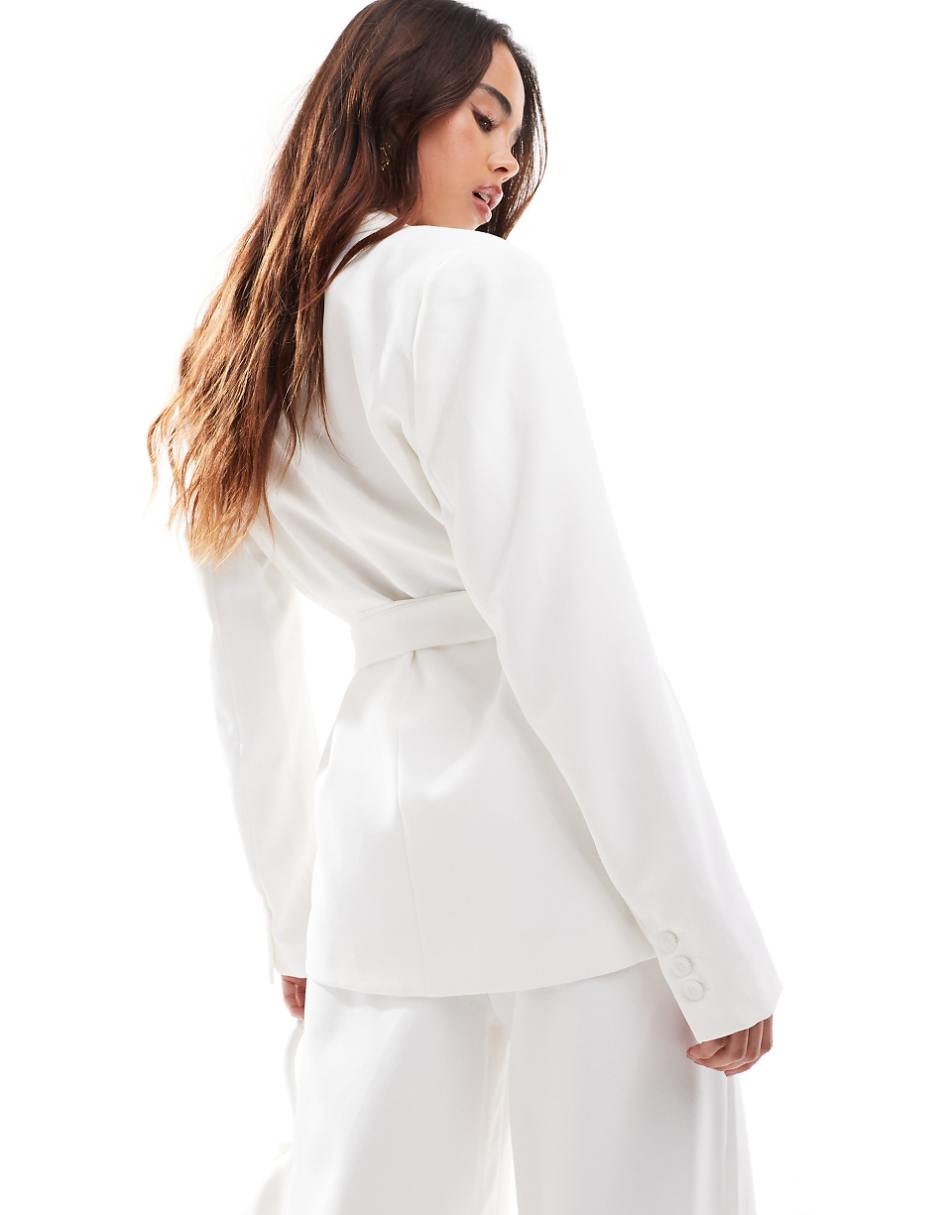 Six Stories Bridal structured shoulder tailored blazer in white - part of a set