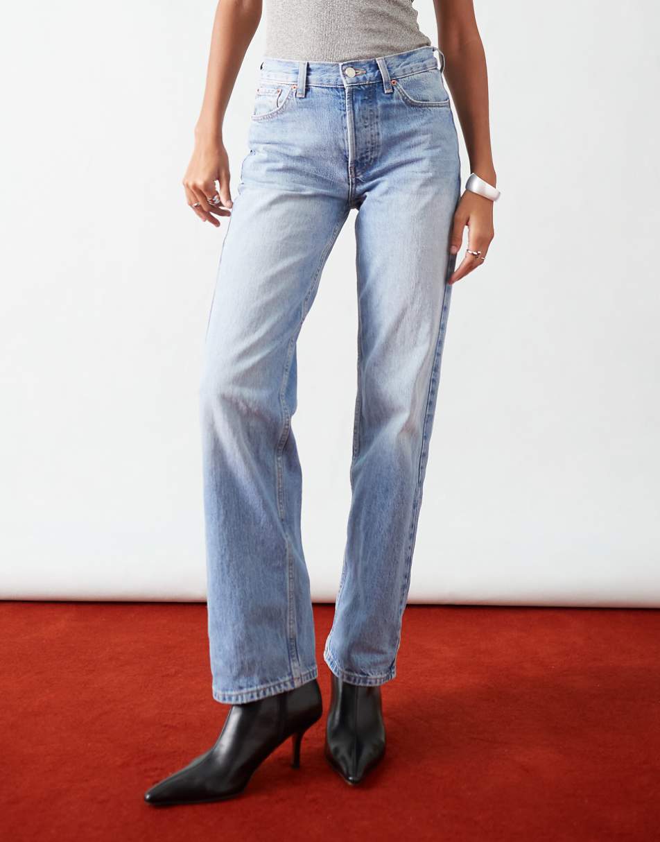 Topshop mid rise Runway jeans in bleach