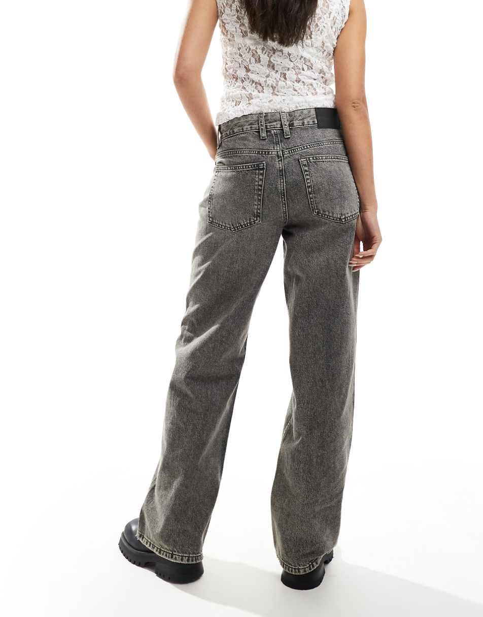 ASOS DESIGN mid rise baggy boyfriend jeans in gray