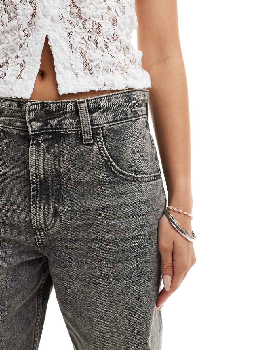 ASOS DESIGN mid rise baggy boyfriend jeans in gray