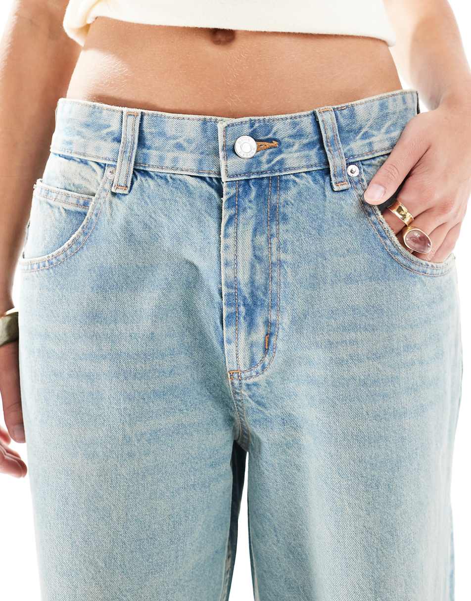 ASOS DESIGN mid rise baggy boyfriend jeans in pale tinted blue