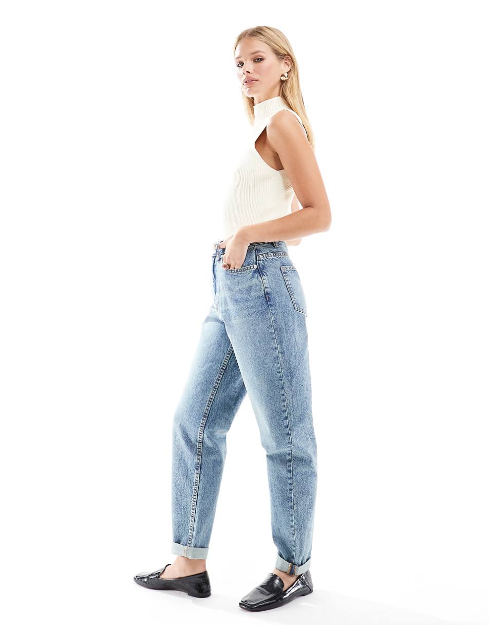 ASOS DESIGN high rise relaxed mom jeans in vintage wash