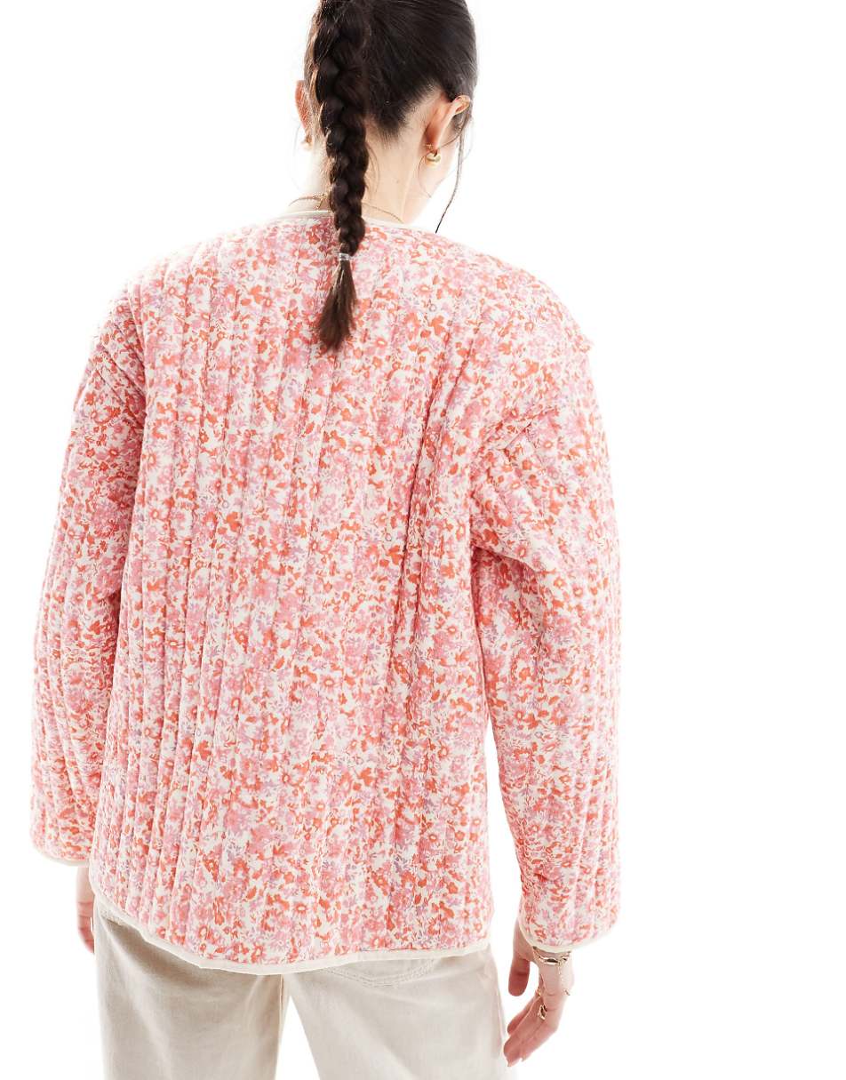 ASOS DESIGN cotton quilted jacket in ditsy floral print