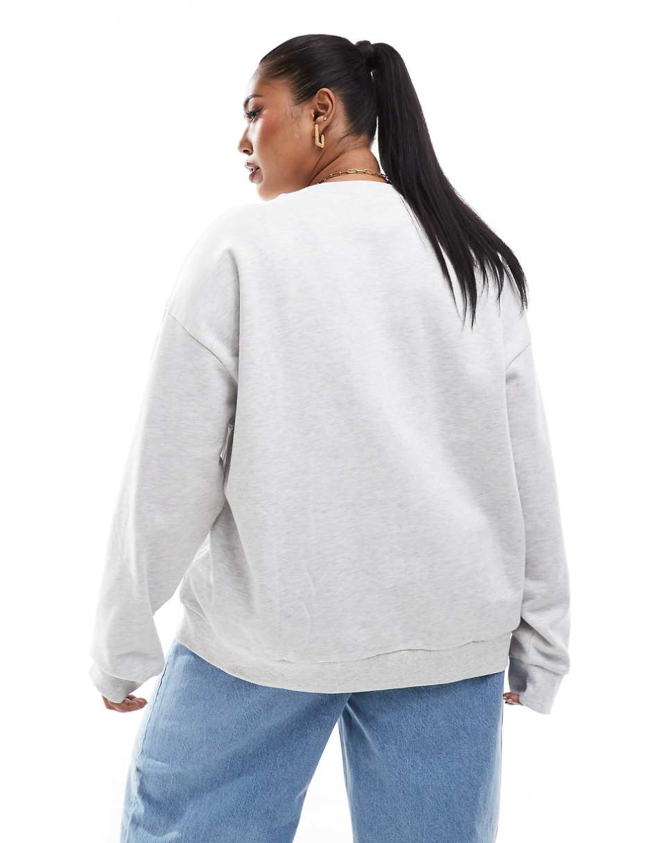 ASOS DESIGN Curve oversized sweat with new orleans graphic in ice heather