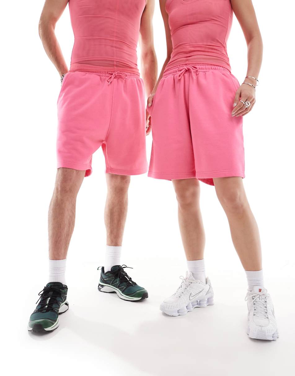 Weekday Unisex jersey shorts in bright pink - Exclusive to ASOS