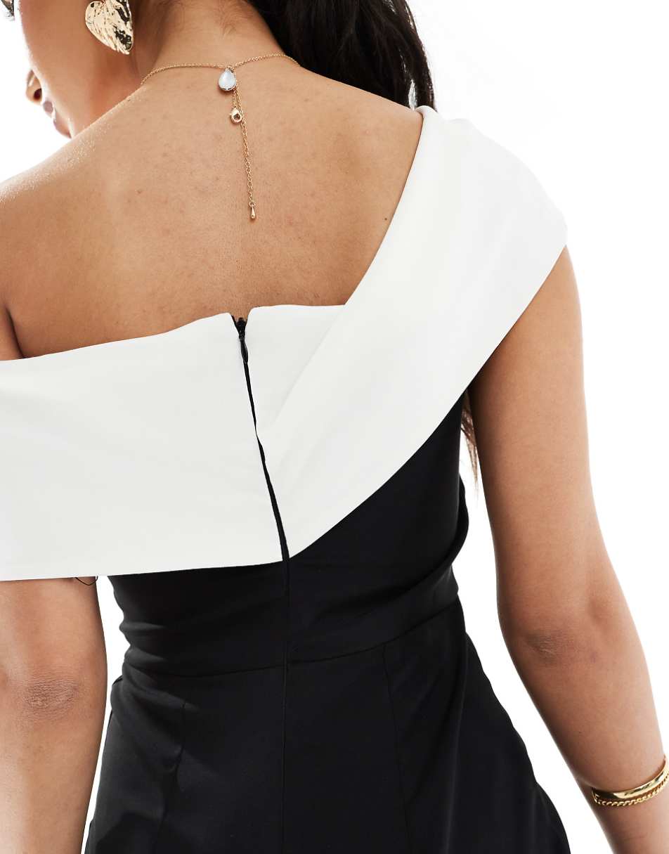 Vesper bandeau contrast jumpsuit in monochrome