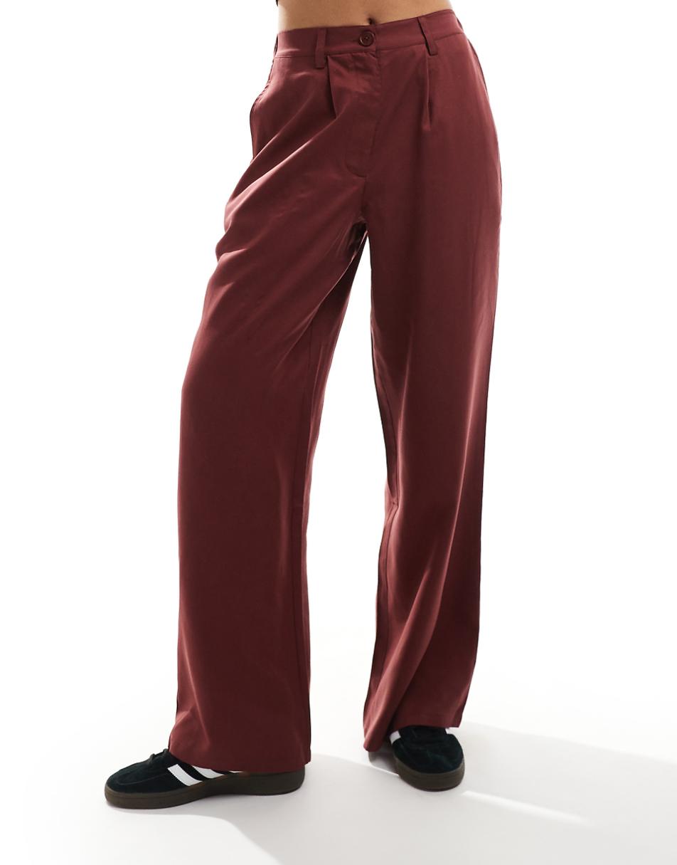 ASOS DESIGN dad pants in washed burgundy