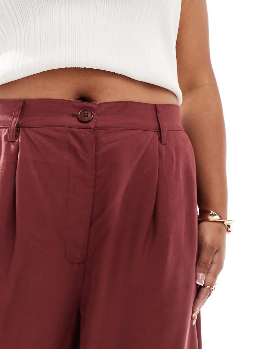 ASOS DESIGN Curve dad pants in washed burgundy