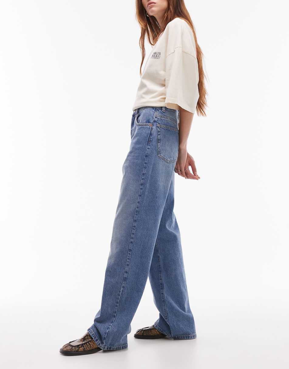 Topshop mid rise Column jeans in mid blue