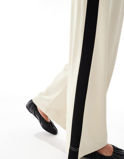 ASOS DESIGN Petite pull on pants with contrast panel in sand