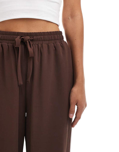 ASOS DESIGN pull on pants with contrast panel in brown