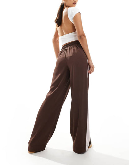 ASOS DESIGN pull on pants with contrast panel in brown