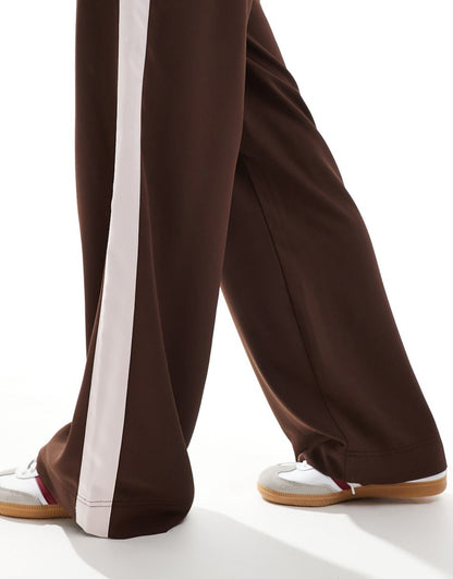 ASOS DESIGN pull on pants with contrast panel in brown