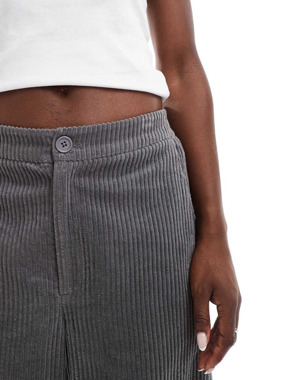 ASOS DESIGN cord barrel pants in charcoal - part of a set