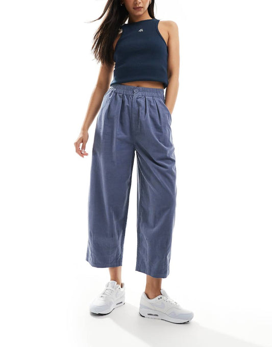 ASOS DESIGN cord cropped balloon pants in blue