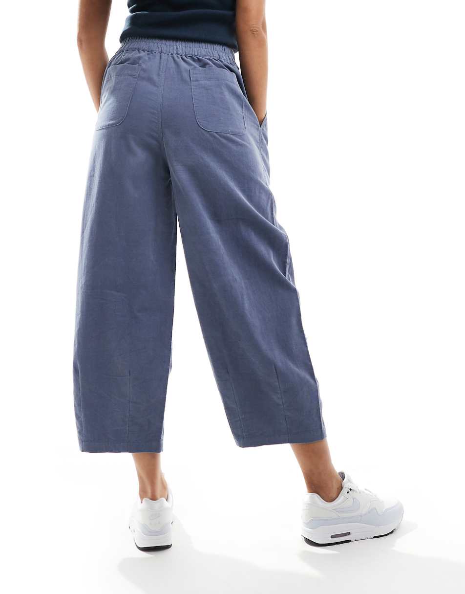 ASOS DESIGN cord cropped balloon pants in blue