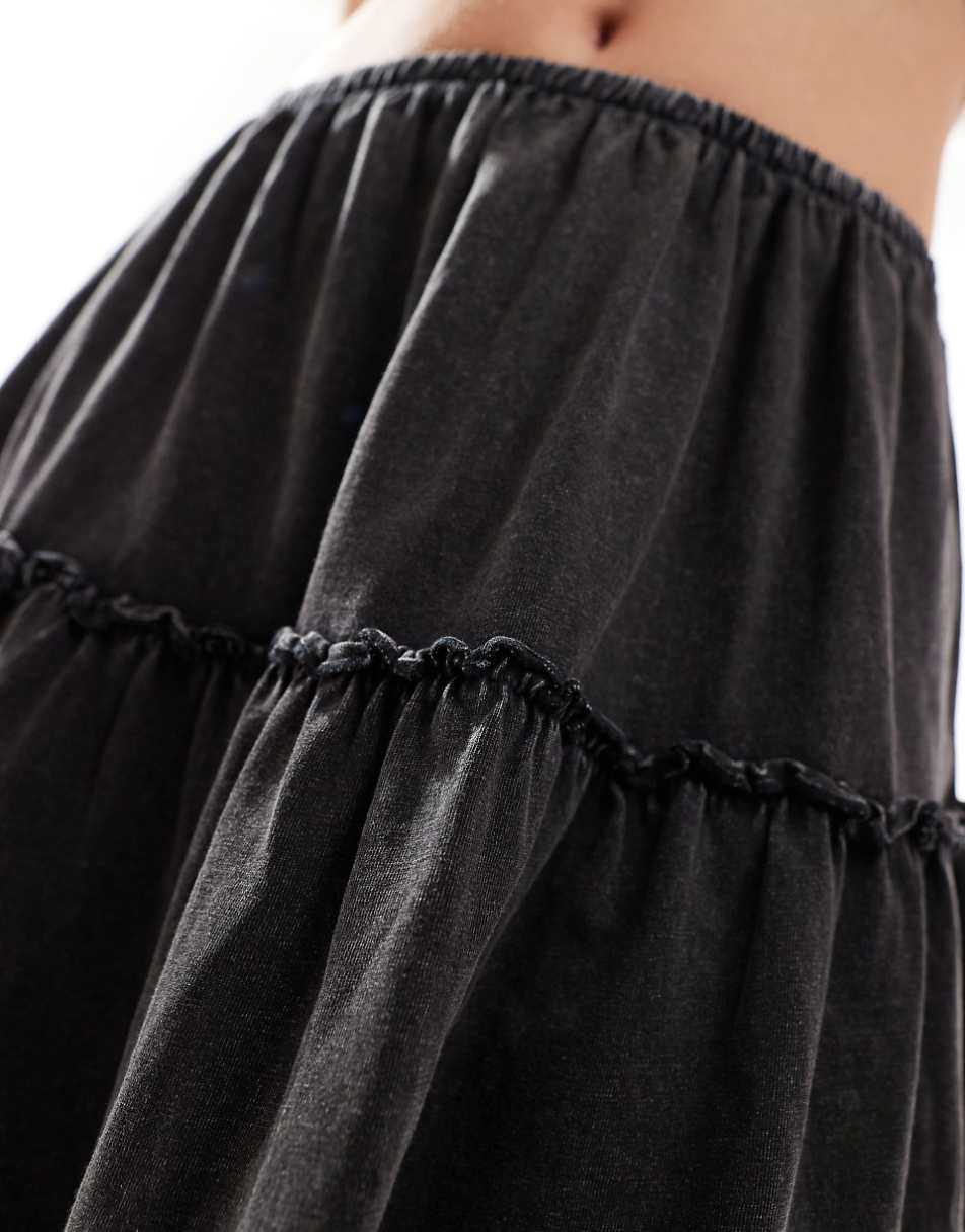 Monki rara mini skirt in washed black