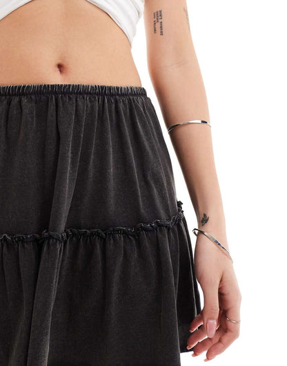 Monki rara mini skirt in washed black