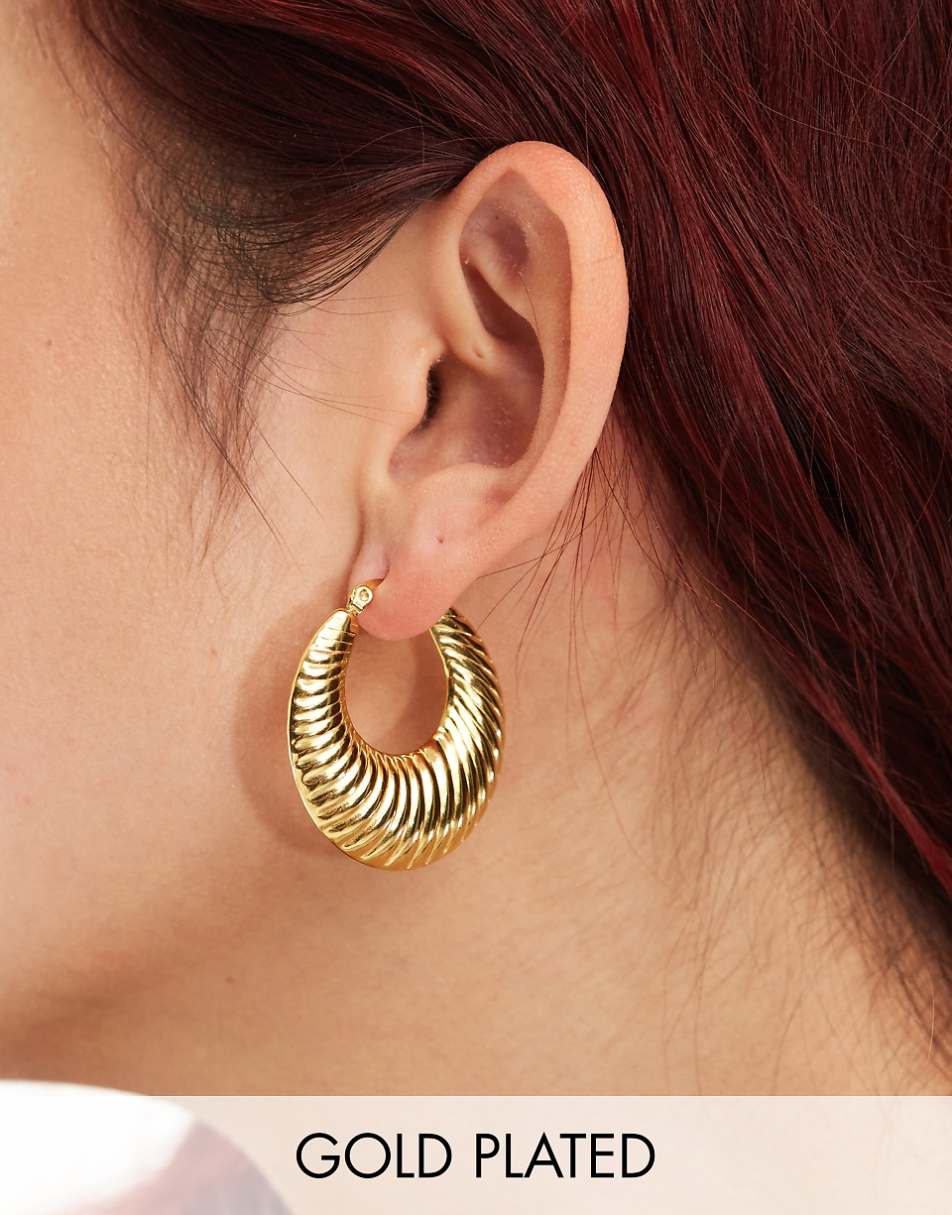 Lost Souls stainless steel 80s volume hoop earrings in 18k gold plated