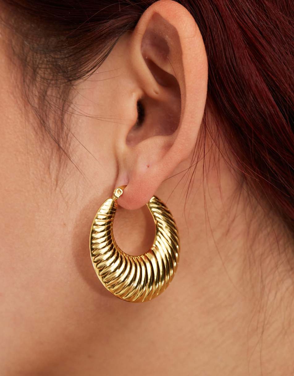 Lost Souls stainless steel 80s volume hoop earrings in 18k gold plated