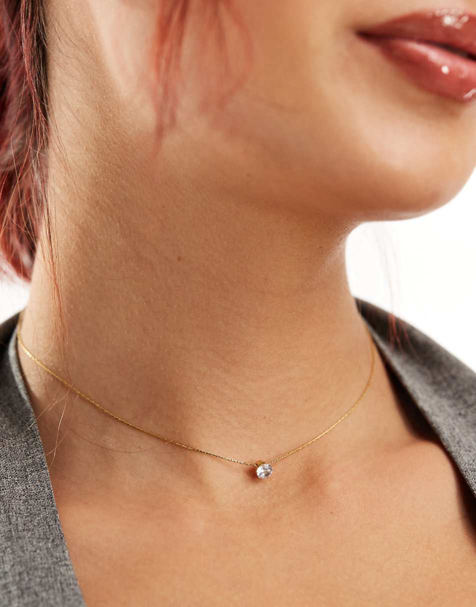 Lost Souls stainless steel solitaire chain necklace in 18k gold plated