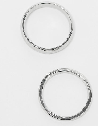 Lost Souls stainless steel pack of rings 4mm and 2mm in silver