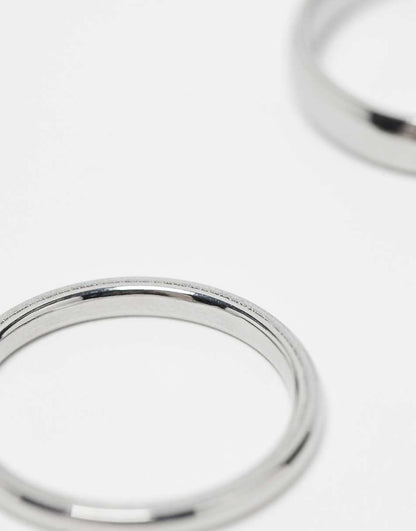 Lost Souls stainless steel pack of rings 4mm and 2mm in silver