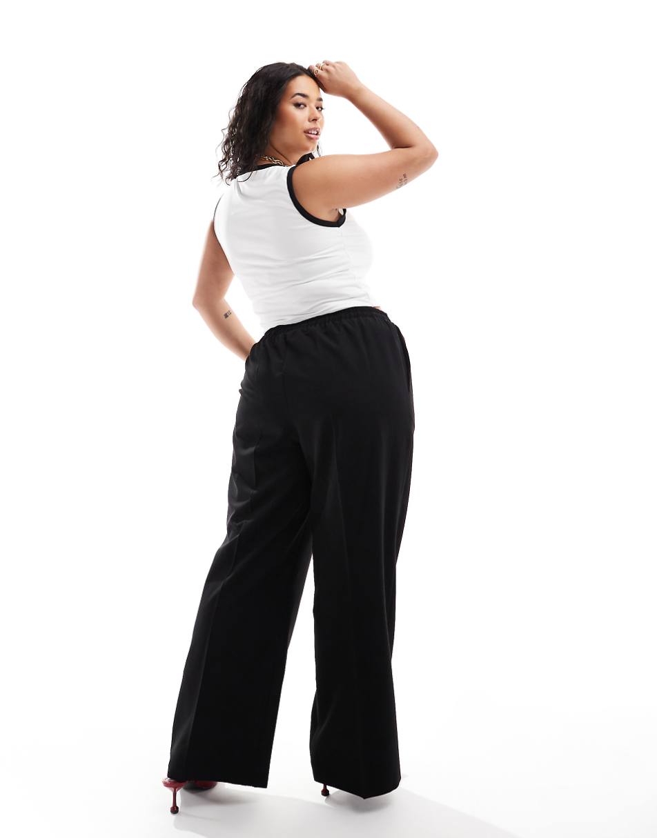 ASOS DESIGN Curve tailored pull-on pants in black