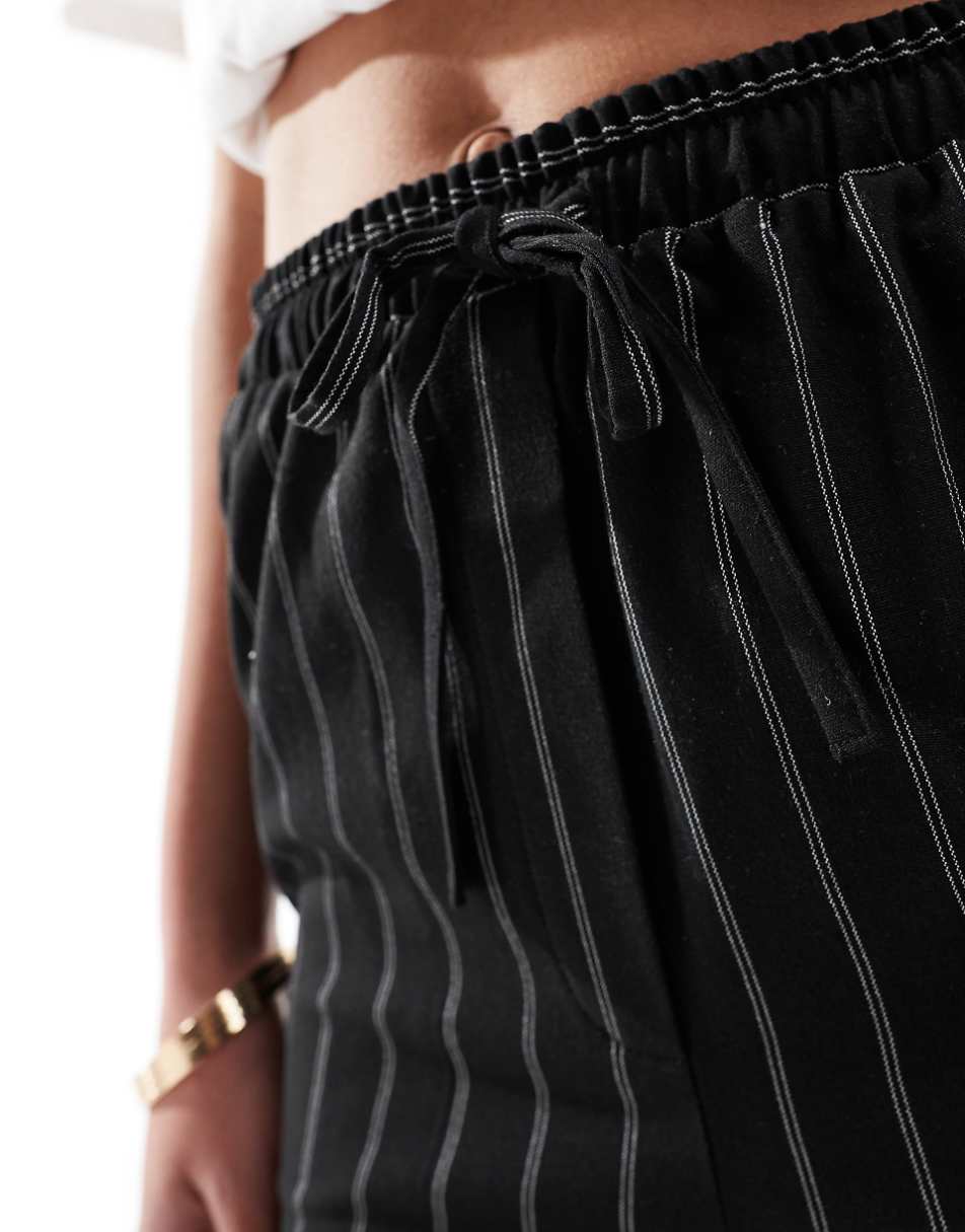 ASOS DESIGN Tall tailored pull on pants in black stripe