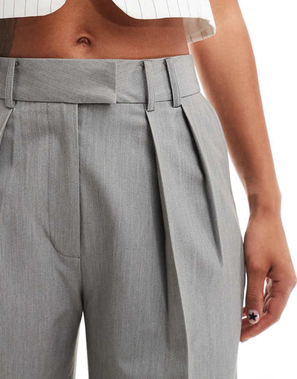ASOS DESIGN wide leg tailored pants in gray