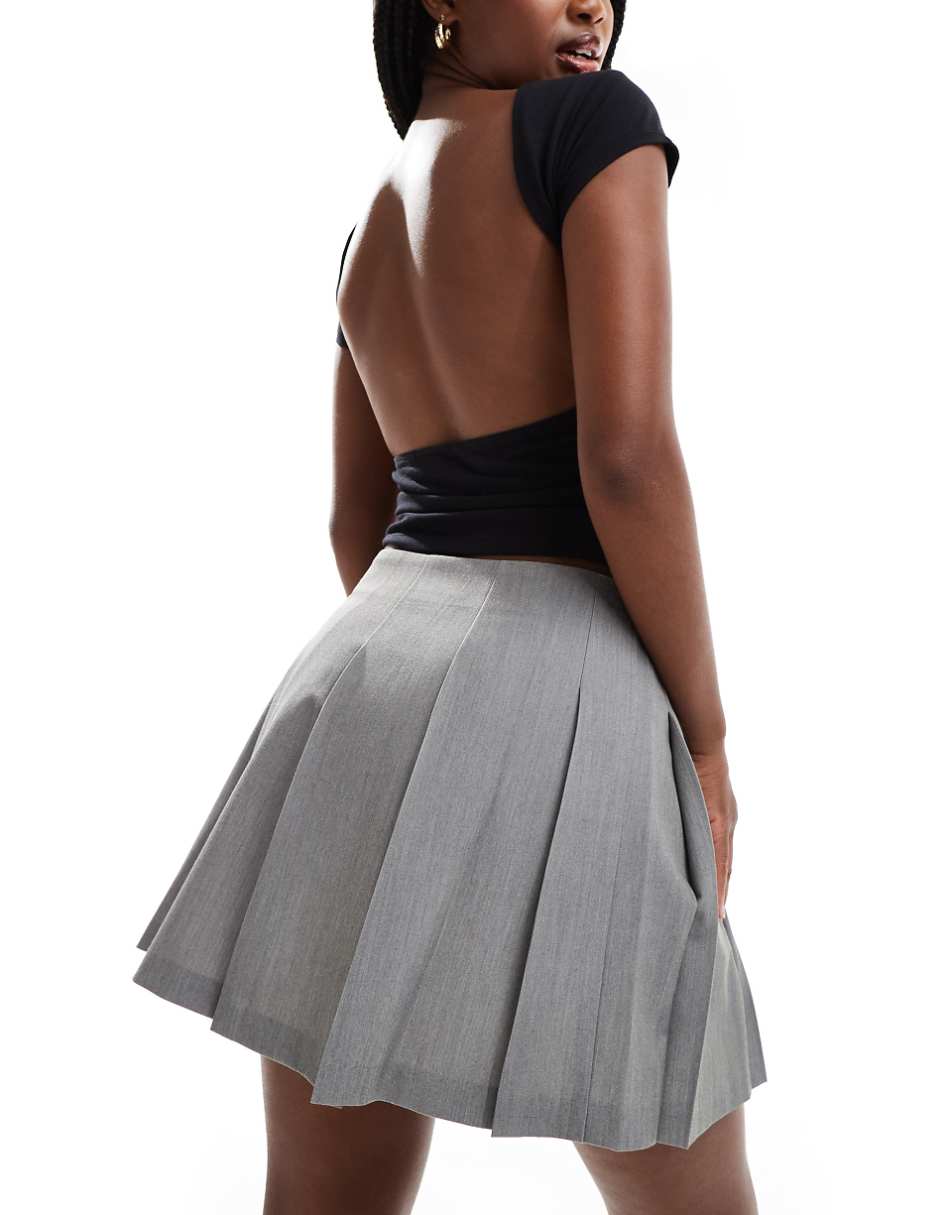 ASOS DESIGN tailored pleated mini skirt in gray
