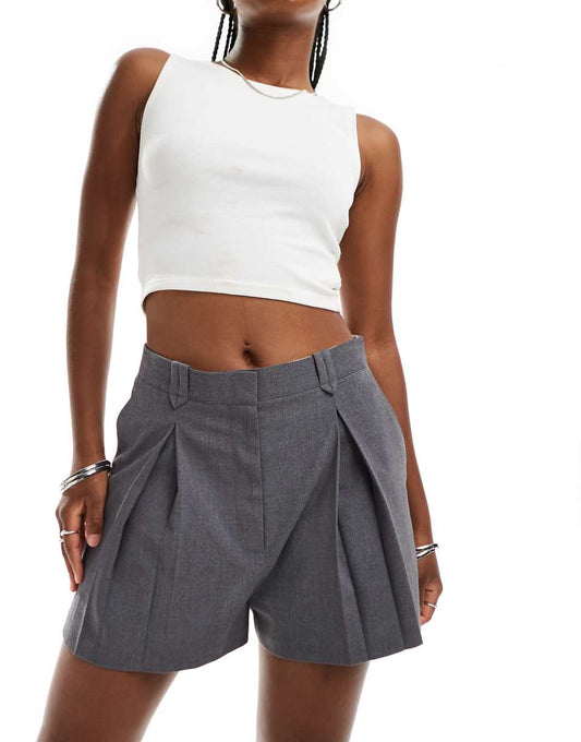 ASOS DESIGN high waist tailored shorts in gray